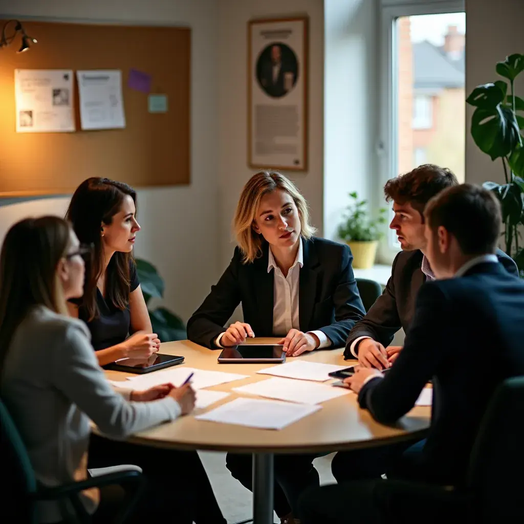 Stratégie de planification affichée sur un tableau blanc pendant une présentation.