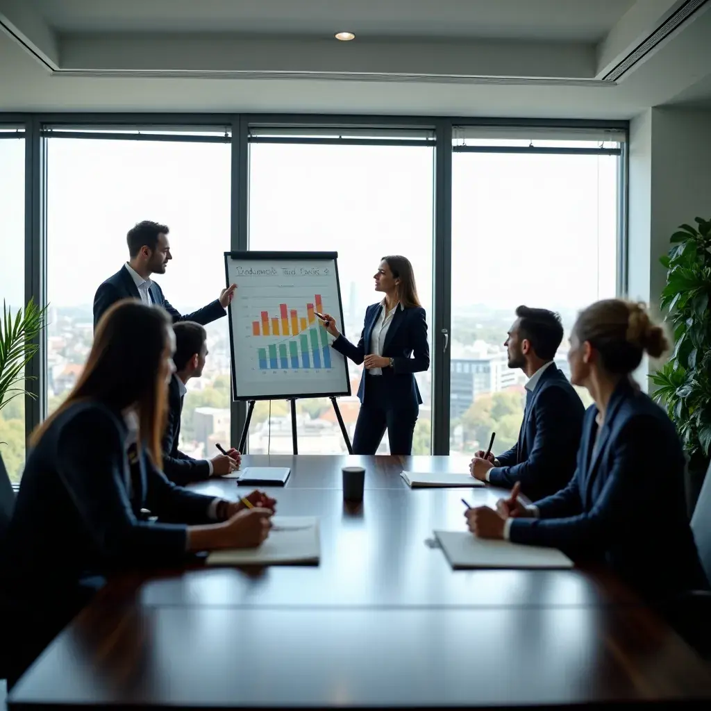 Réunion d'équipe avec des post-it colorés sur un mur de brainstorming.