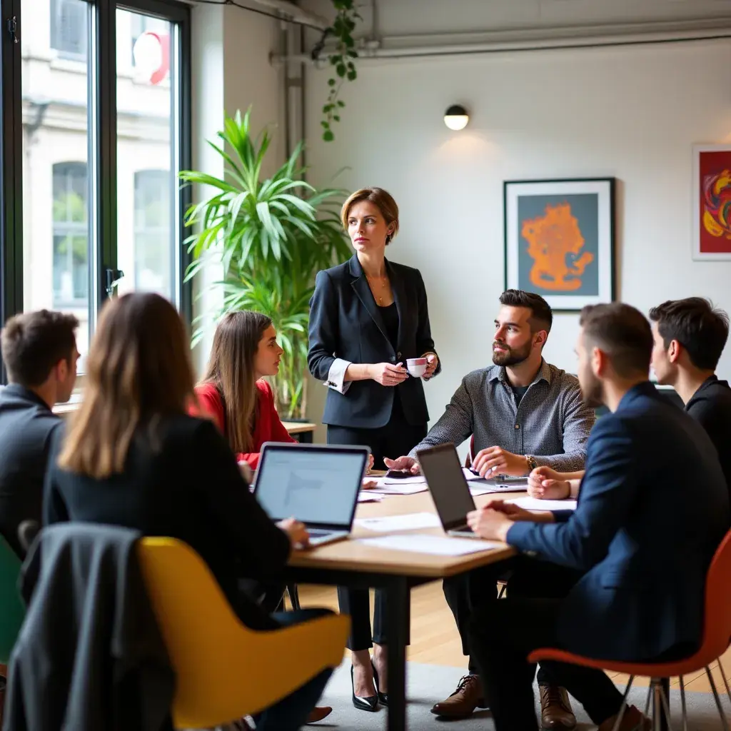 Photo d'une salle de conférence moderne avec des équipements audiovisuels.